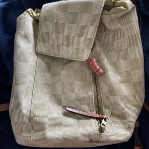Green Checkered Drawstring Backpack